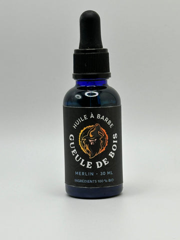 Huile à barbe bio Merlin, soin hydratant et parfum enchanteur – Créations Gueule de Bois.