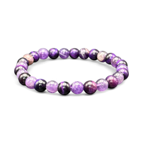 Bracelet artisanal Œil de Tigre et Améthyste Aura Sacrée - Créations Gueule de Bois