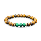 Bracelet artisanal Œil de Tigre et Malachite Gardien de l'Équilibre - Créations Gueule de Bois