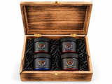 Coffret 4 Légendes version baumes - 4 baumes à barbe dans un coffret de bois gravé - Créations Gueule de Bois