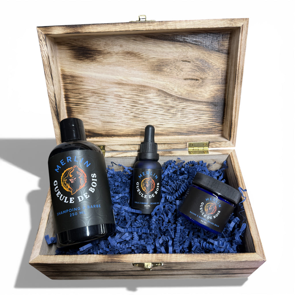 Coffret trio soins barbe bio Merlin - Créations Gueule de Bois