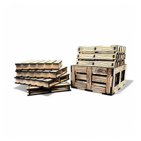 Ensemble sous-verres mini palettes en bois gravés - Créations Gueule de Bois