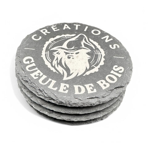 Ensemble sous-verres de pierre naturelle artisanaux - Créations Gueule de Bois