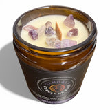 Chandelle de soya 8 oz – Cristaux & mèche de bois crépitante